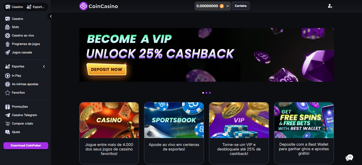 CoinCasino oferece in&uacute;meras op&ccedil;&otilde;es para quem busca jogo de poker online